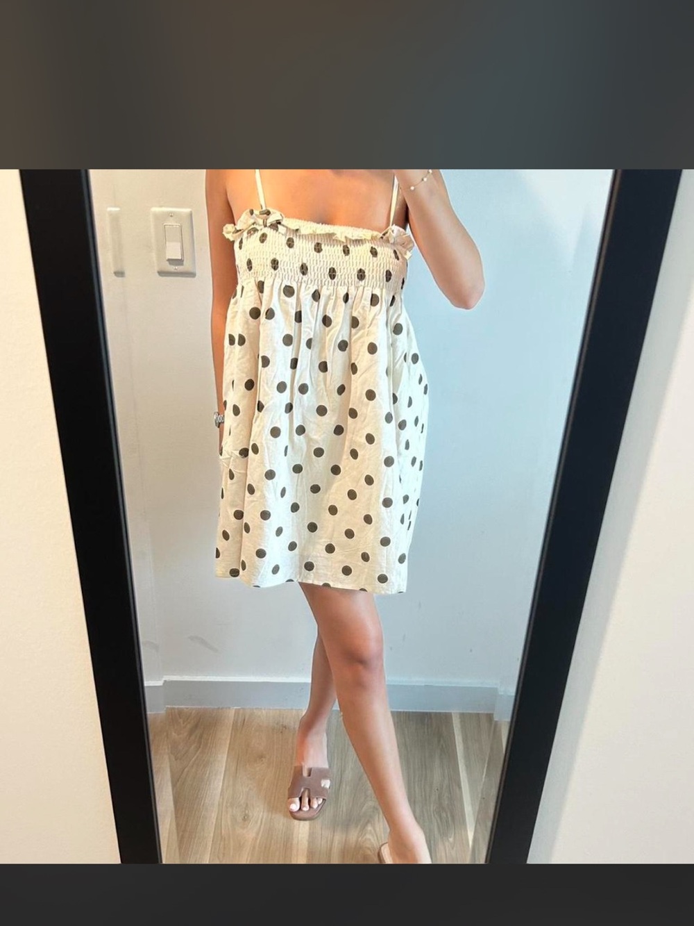 Edikted Cream Mini Dress with Black Polka Dots